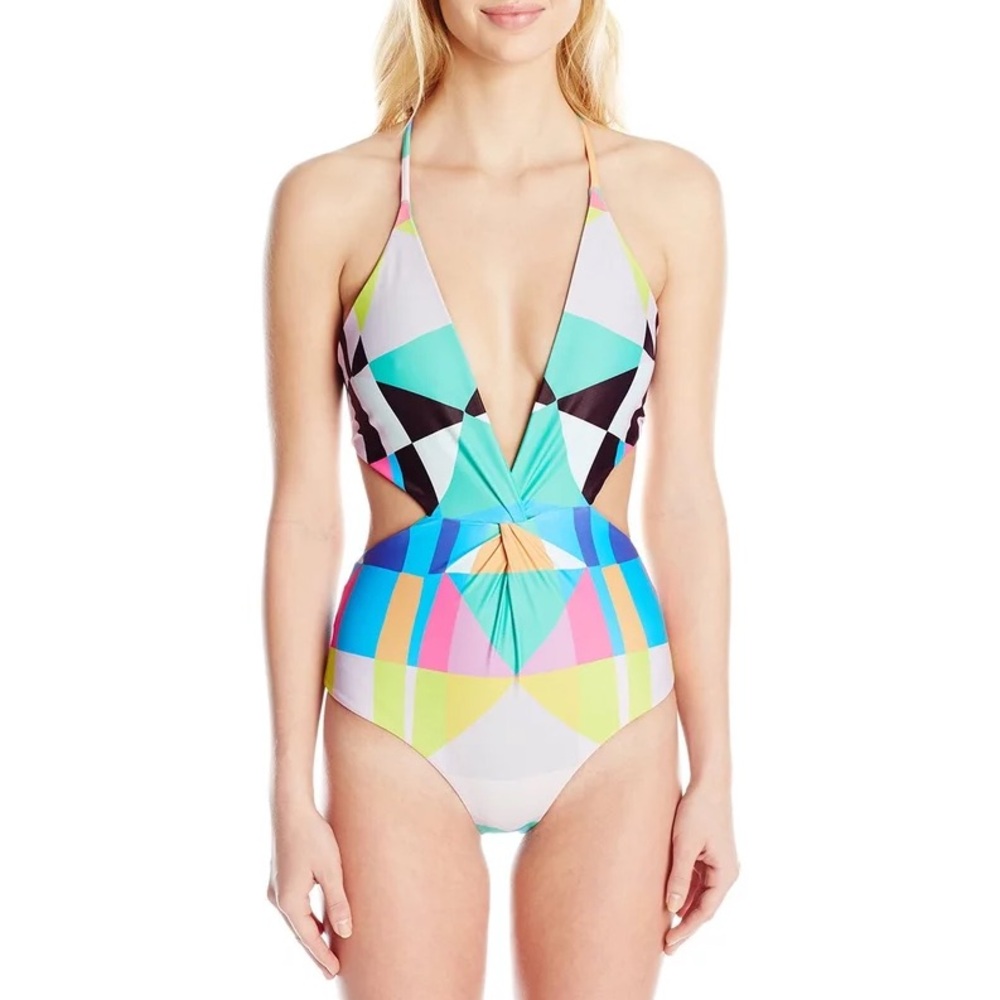 Mara Hoffman Diamond Twist Front One Piece Swimsuit